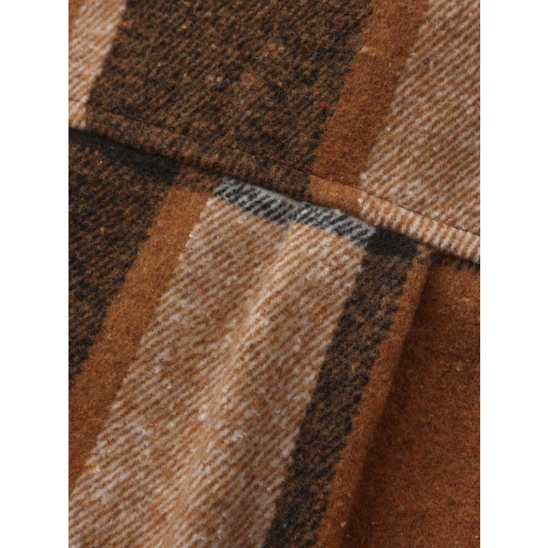 Spring and Autumn New Style Elegant Lapel Checkered Men's Shirt Retro Brushed Casual Long Sleeve Jacket