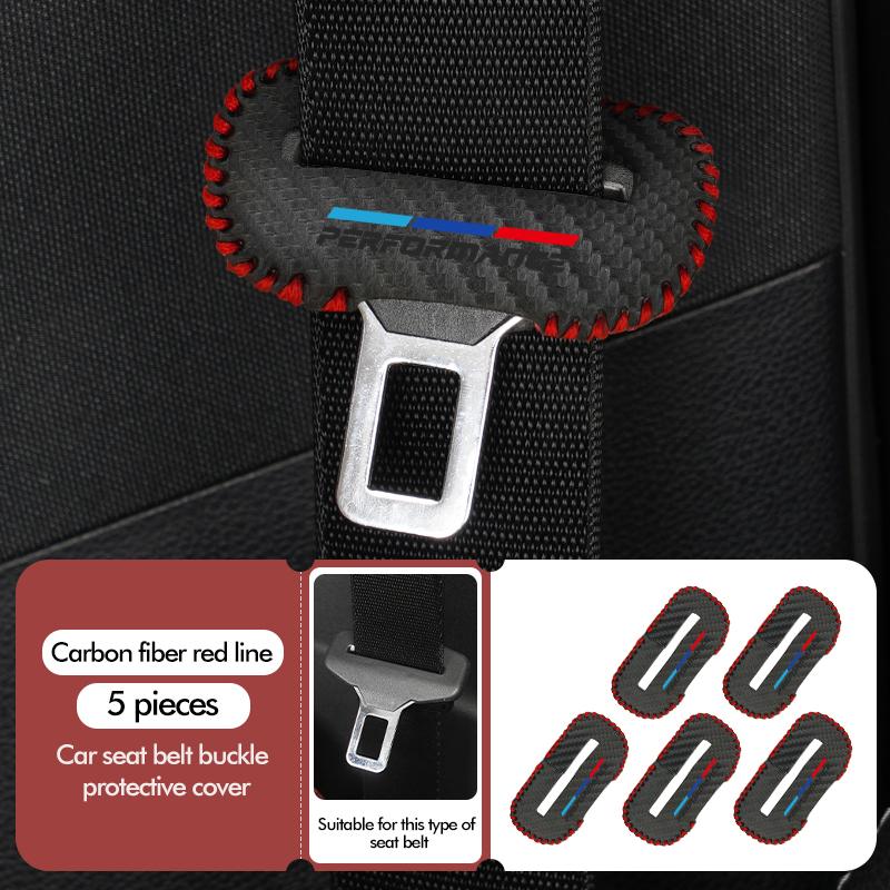 For BMW 1/2pcs Car Seat Belt Buckle Cover Leather Protector Anti-collision Case Accessories Performance E91 X5 E70 F11 E30 F31 E1
