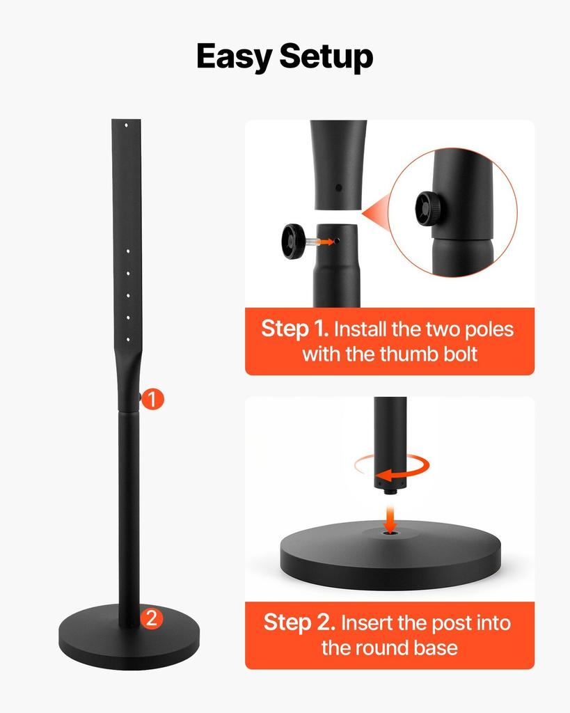 Portable Sign Post, 2-Pack, 1230 Mm Tall, Metal Sign Stands with Heavy Duty Cast Iron Base, Multi-Hole Design for Easy Installation, Wind-Resistant,