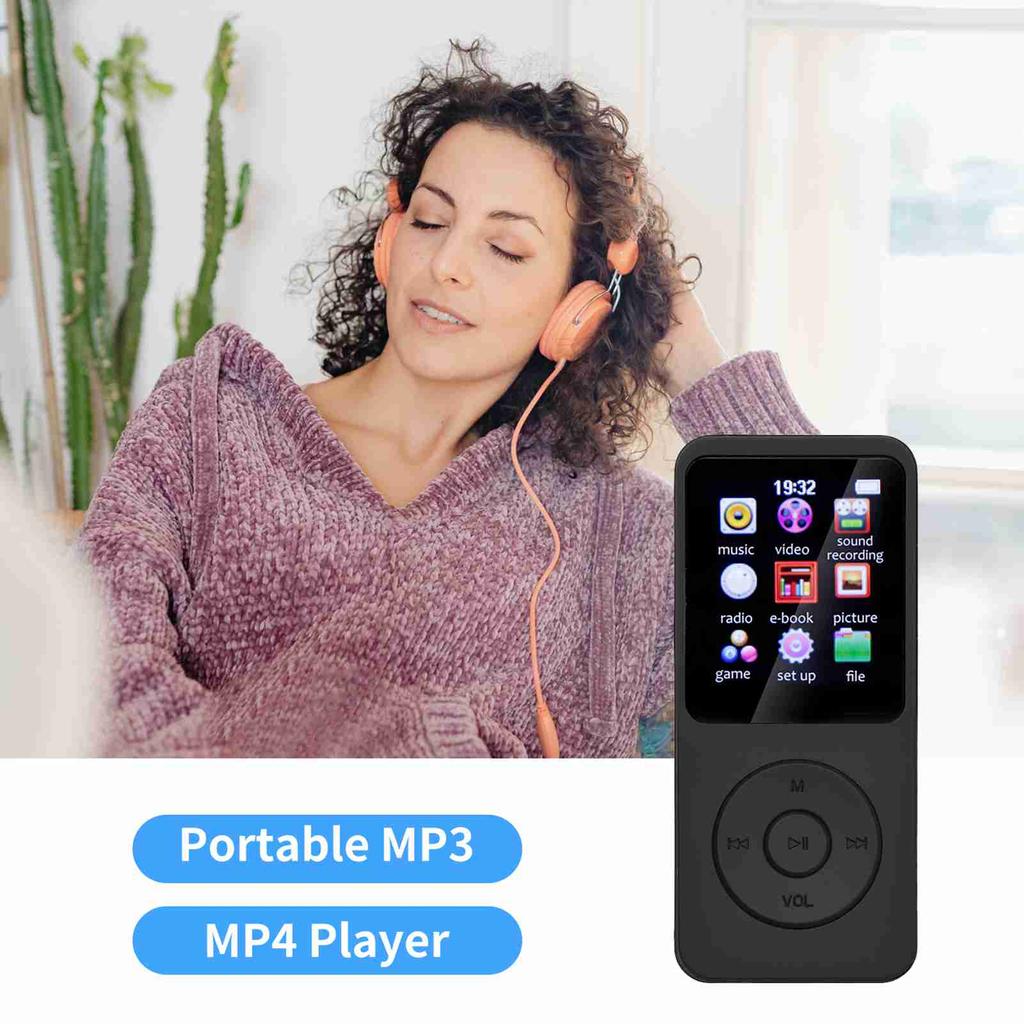 MP4 MP3 Player 1.77 Inch TFT Color Backlit LCD Screen USB Rechargeable BT MP3 Player Support for Win XP