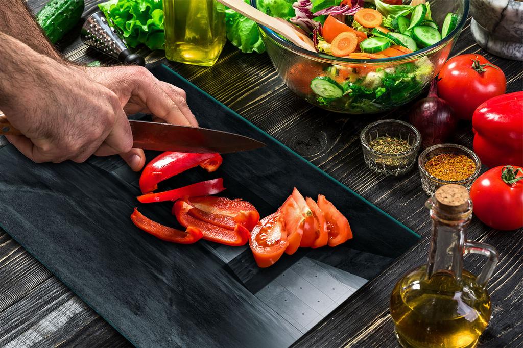 GLASS CUTTING BOARD 52x40 TUNNEL BLACK