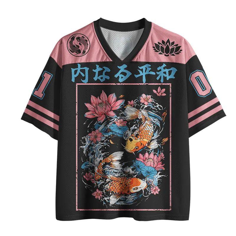 

2026 New Sports Short Sleeved Shirt, V-neck Short Sleeved T-shirt, Sports Fashion 3D Printed Quick Drying Fun Mesh Jersey S