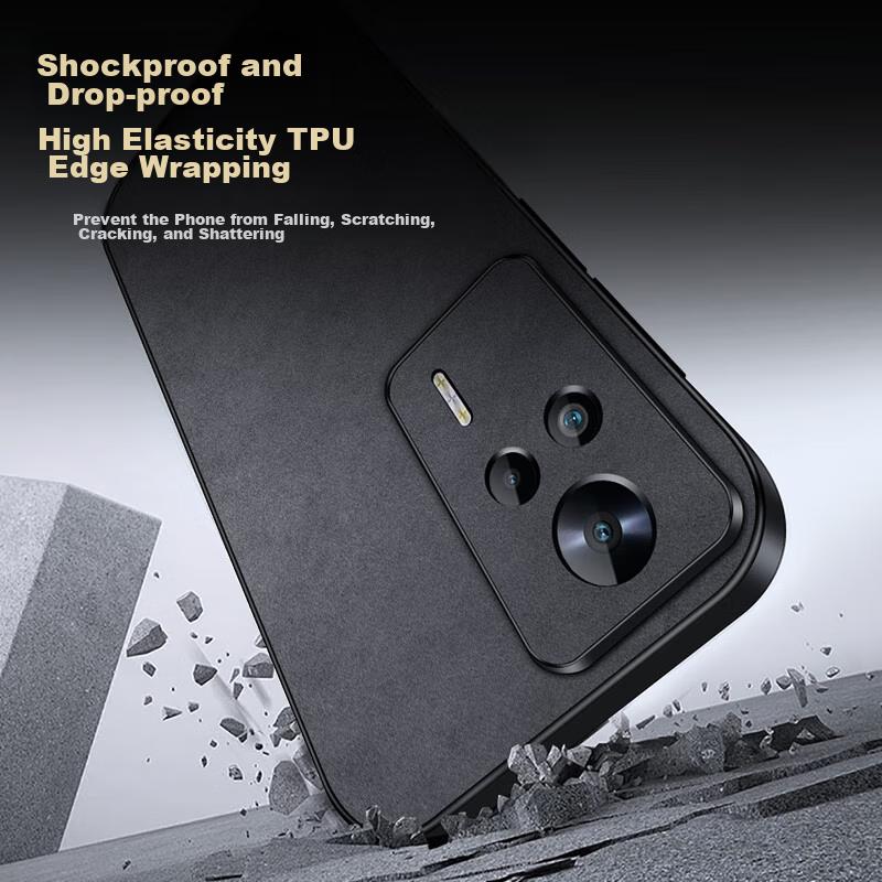 Redmi K60E Phone Case, Redmi K60e Protective Cover, Shockproof Camera Full Coverage Soft, Simple Luxury Silicone Outer Case, WoAnd Leather Case, Black