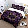 Purple and Gold Floral Symmetry Bedding Set for Kids Luxury Gift 3pcs Digital Print Comforter Set Soft Comfortable Breathable