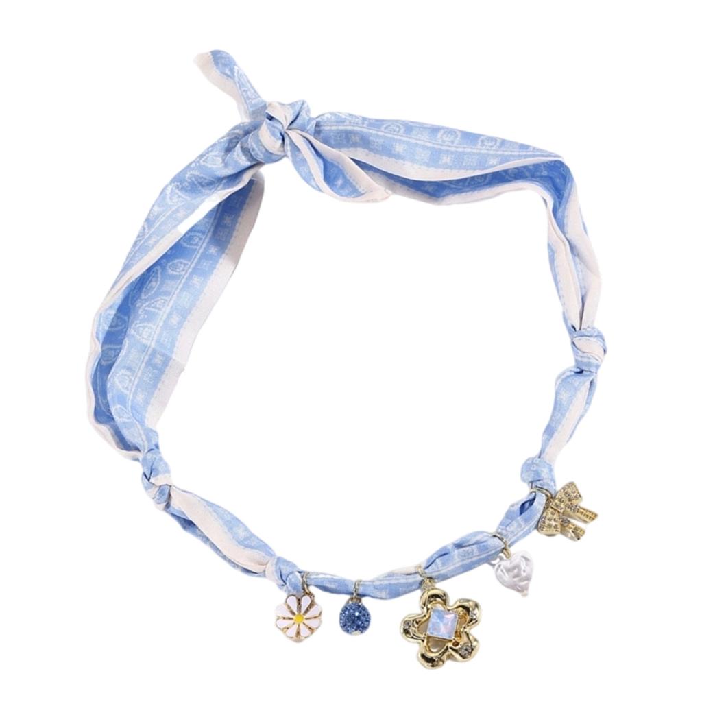 Delicate Fabric Chain Necklace Versatile Floral Heart Accent Soft Silk Blend Materials Casual Party Wear