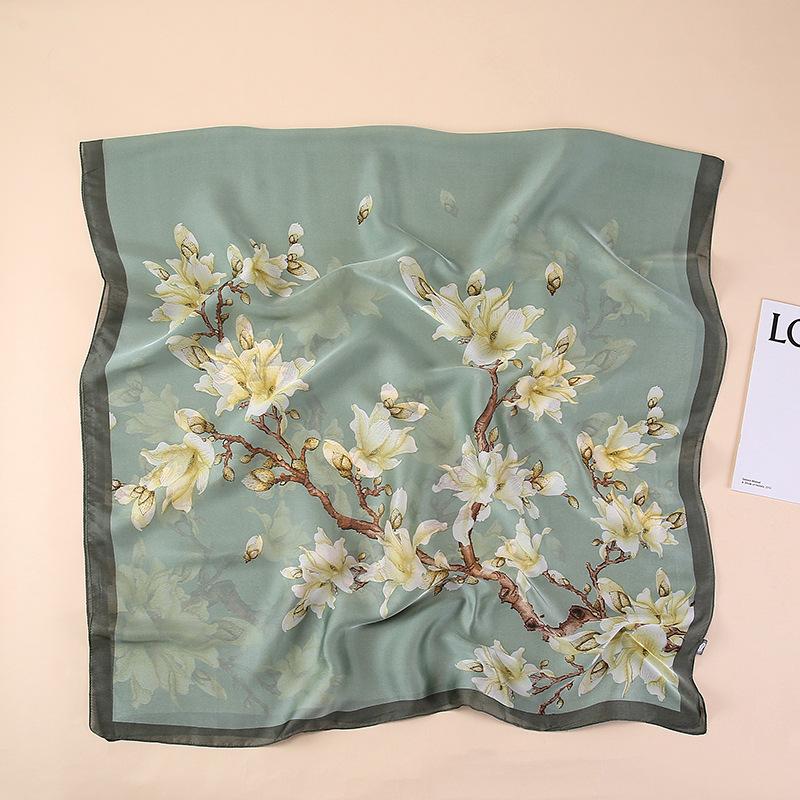 Spring And Summer Satin Long Scarf For Women Sunscreen Shawl Fashionable Beauty Scene Satin Long Scarf Versatile Travel Scarf