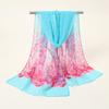 Nuova Sciarpa in Seta Chiffon Stampata a Rose Donna Stola Leggera Protezione Solare Estiva da Esterno Scaldacollo Lungo 150*50Cm