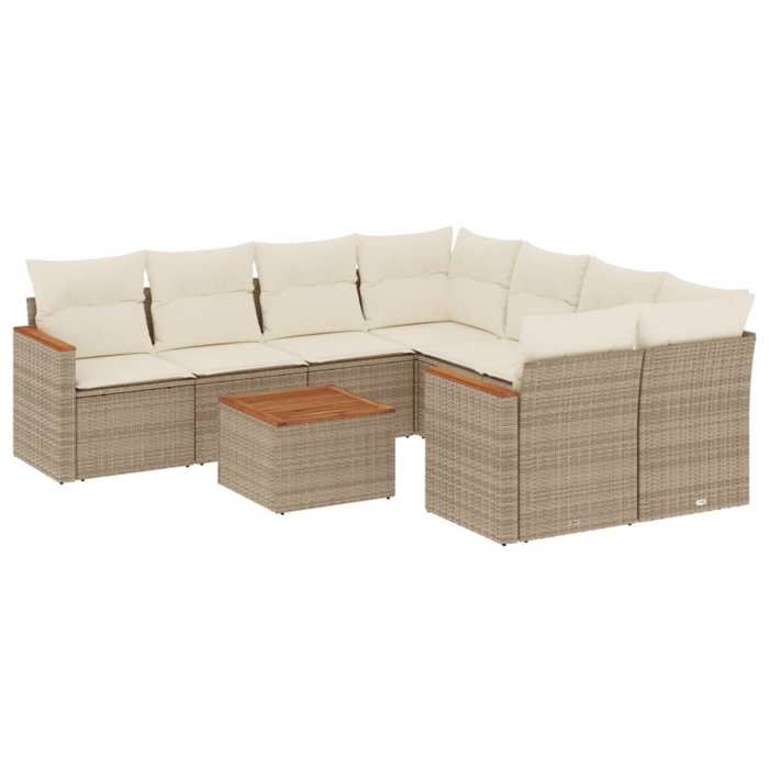 VidaXL Garden Lounge Set with Cushions 9 Pcs, Patio Sofas, Patio Furniture Set, Outdoor Furniture, Beige 3258229