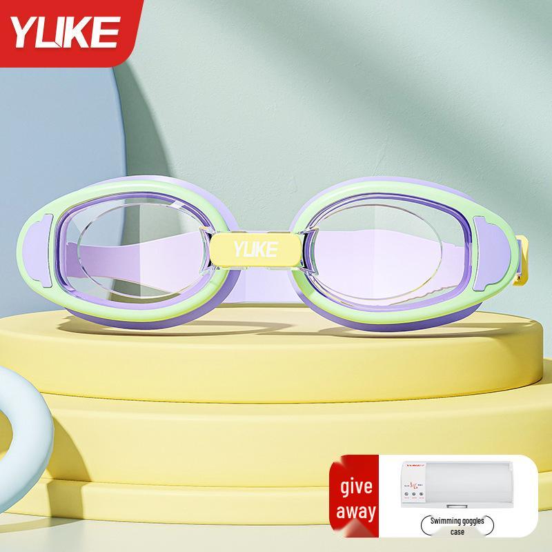 Kids' Waterproof Anti-Fog Swim Goggles with Cap - Medium To Large Fit, Small Frame, High Definition Professional Set.