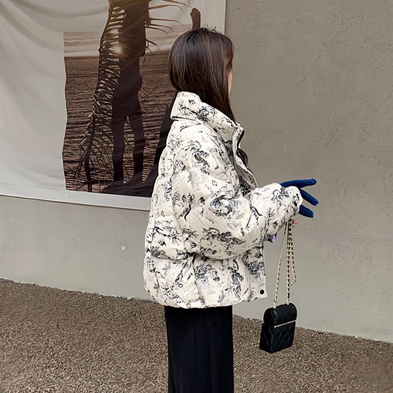 Winter Warm Fashionable Short Down Cotton Coat Women Loose Thickened Korean Style Versatile Outerwear