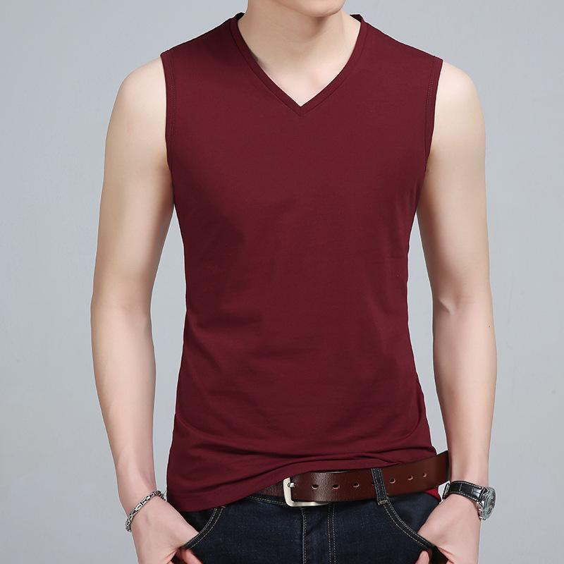 

Новый летний мужской жилет с V-образным вырезом, тонкий, из хлопковой сетки, модная повседневная мужская майка для мальчиков L красный