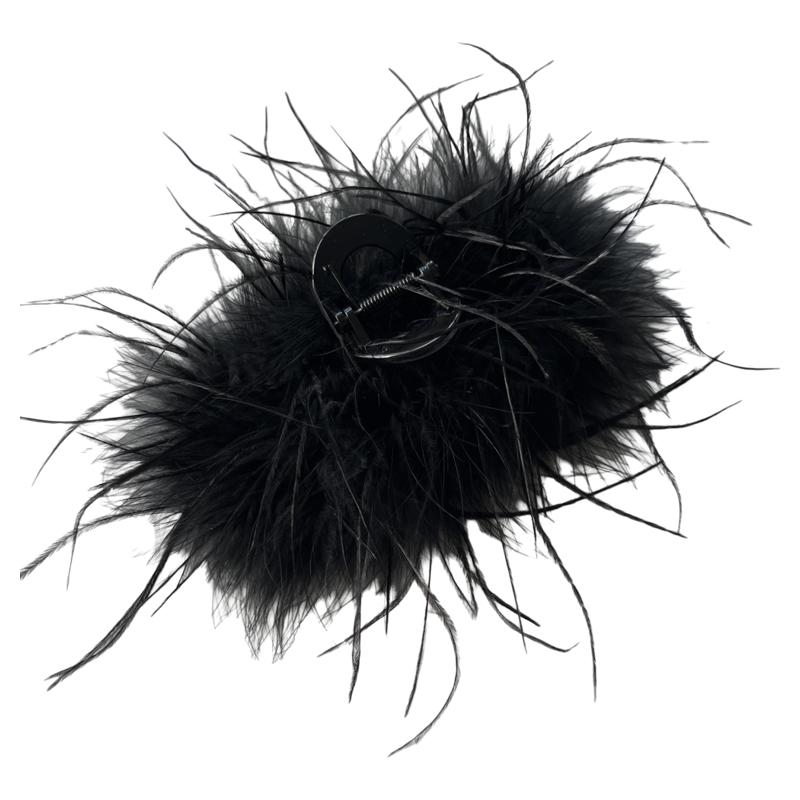 Super long feather grab clip medium small high sense shark clip back head half tie hair clip women's hair accessories