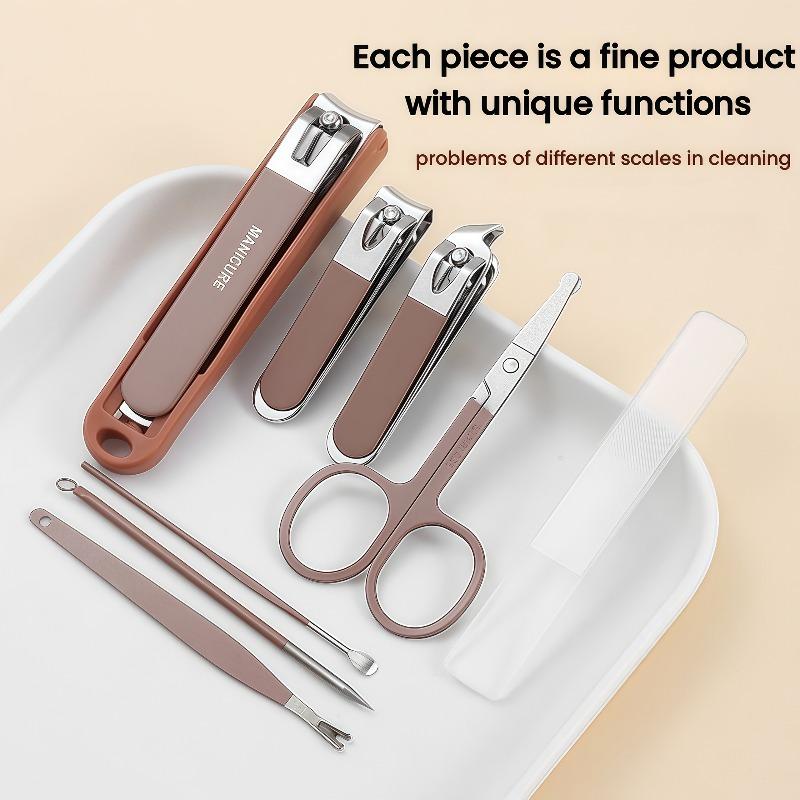 8pcs Stainless Steel Nail Clipper Set, Including a Beautiful Storage Box and Anti-splash Nail Clippers