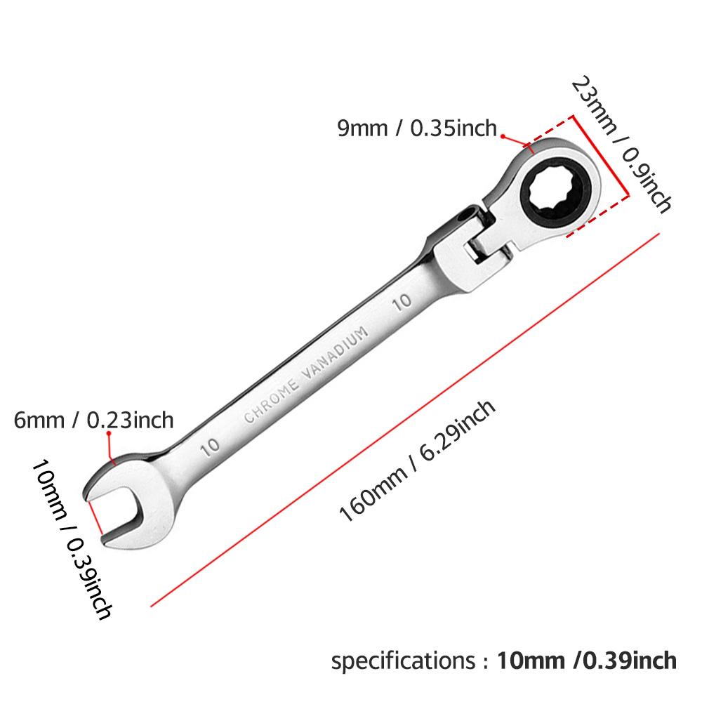 

10mm Disassembly Tool Double-ended Wrench High-torque Wrench Head Corner Disassembly Ratchet Opening Car Repair Accessories