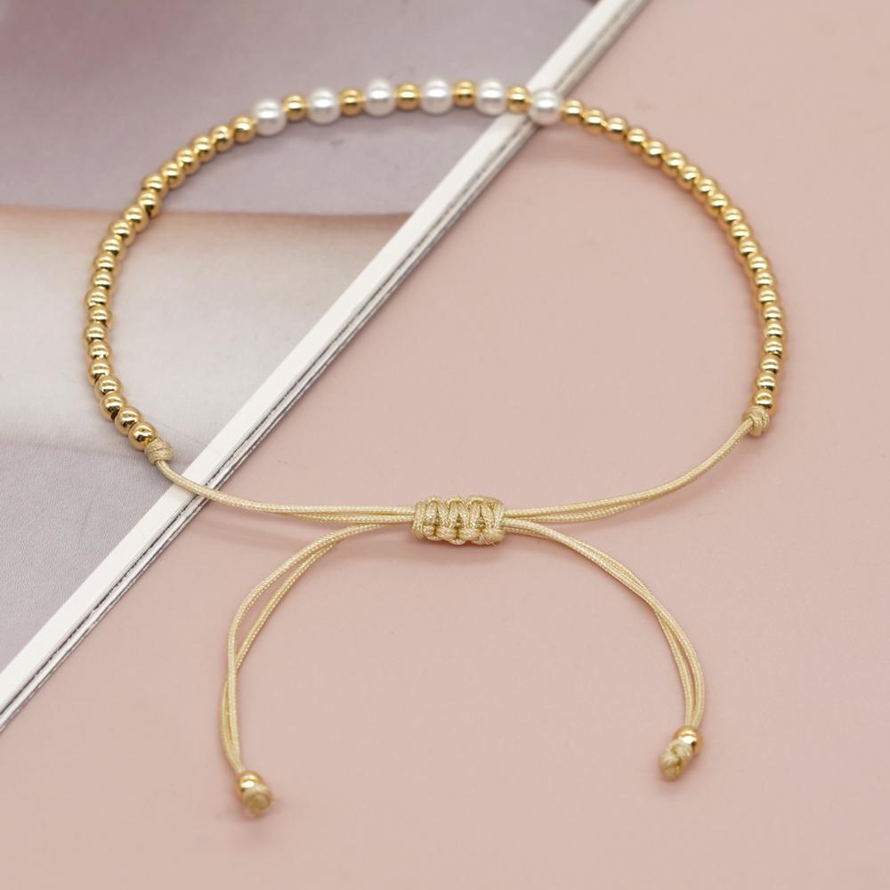 Vergoldetes Perlen-Surfer-Armband Natürliches Perlen-Charme-Armband Handgemachter Modeschmuck für den Sommer für Damen Teenager-Mädchen Geschenk