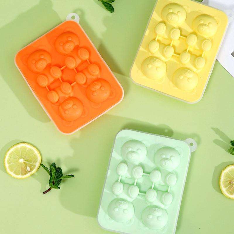 3D Bear Ice Cube Mold Bear Ice Cube Skuff, Easy Release Silikon Ice Ball Maker, Drikkebrett for kjølte drinker, whisky og cocktailer