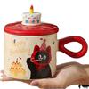 Birthday Cat Ceramic Mug - Cute Cake Design Coffee Cup Souvenir Gift