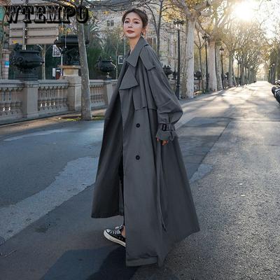 Extra-long Section Ladies Windbreaker To Ankle Spring and Autumn Korean Version of Loose Coat Over The Knee Jacket