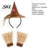 Scarecrow Elastic Headband Costume Set, with Pointed Hat And Straw Bracelets Combo Bracelets, Halloween Cosplay for Farm Party Accessories Brown