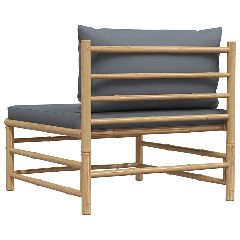 VidaXL Garten-Mittelsofa mit Dunkelgrauen Kissen Bambus