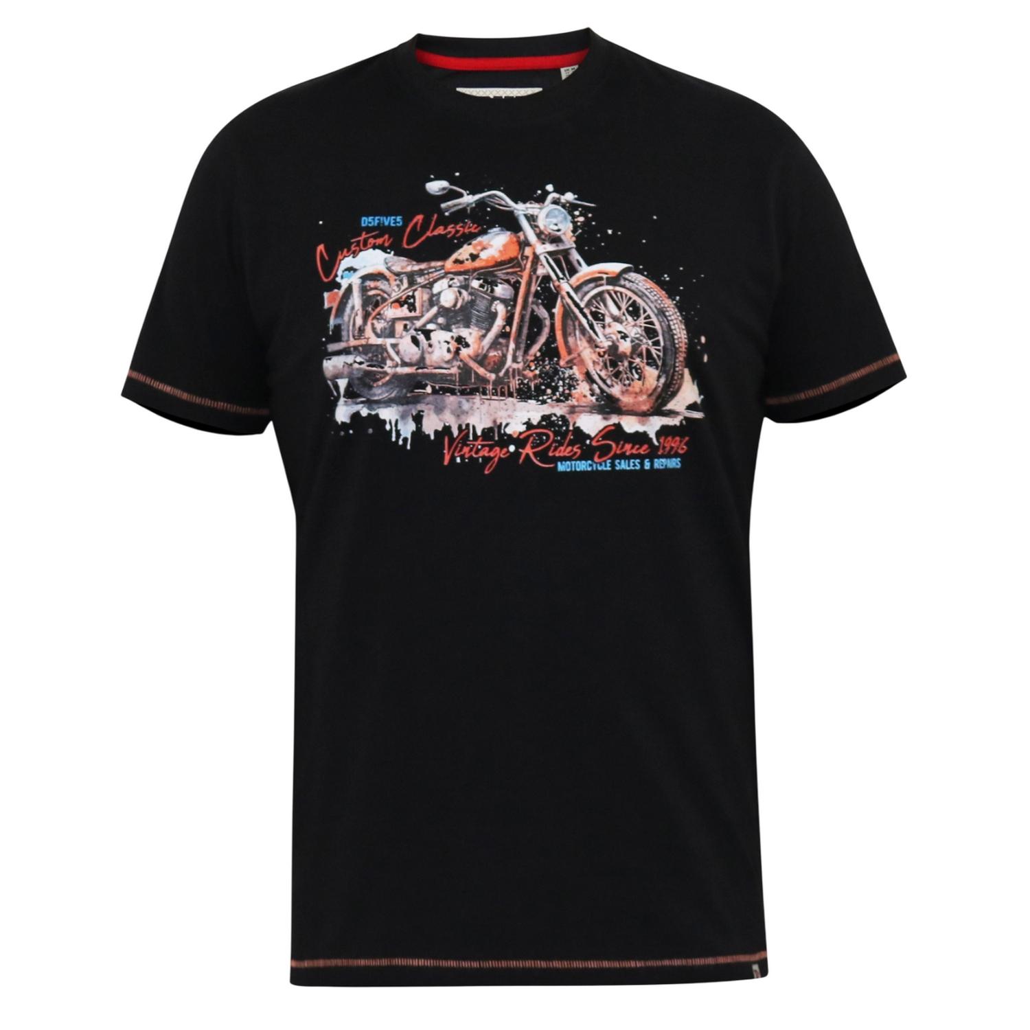 Duke Heren D555 Lorne Motorfiets Ronde Hals Kingsize T-shirt 4XL zwart