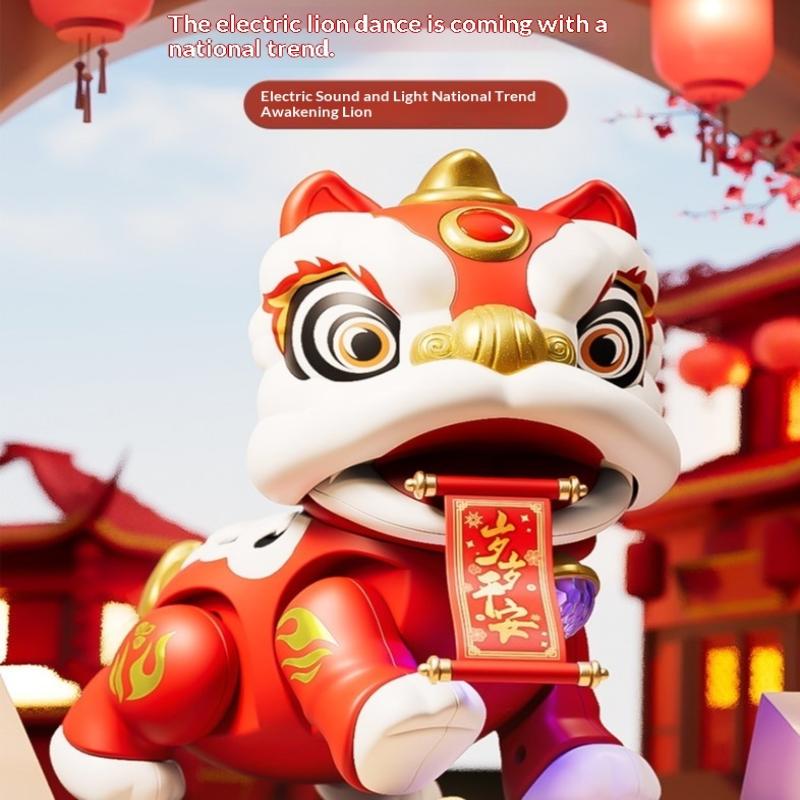 Attracting Wealth Dragon Dance Lion Toys Chinese Style Diy Crafts Lion Statue Figure Toys Press Couplet  Year Toys