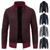 Men's Casual High Collar Long Sleeve Knitted Top with Velvet Warmth for Autumn and Winter Fashion Multi Functional Jacket