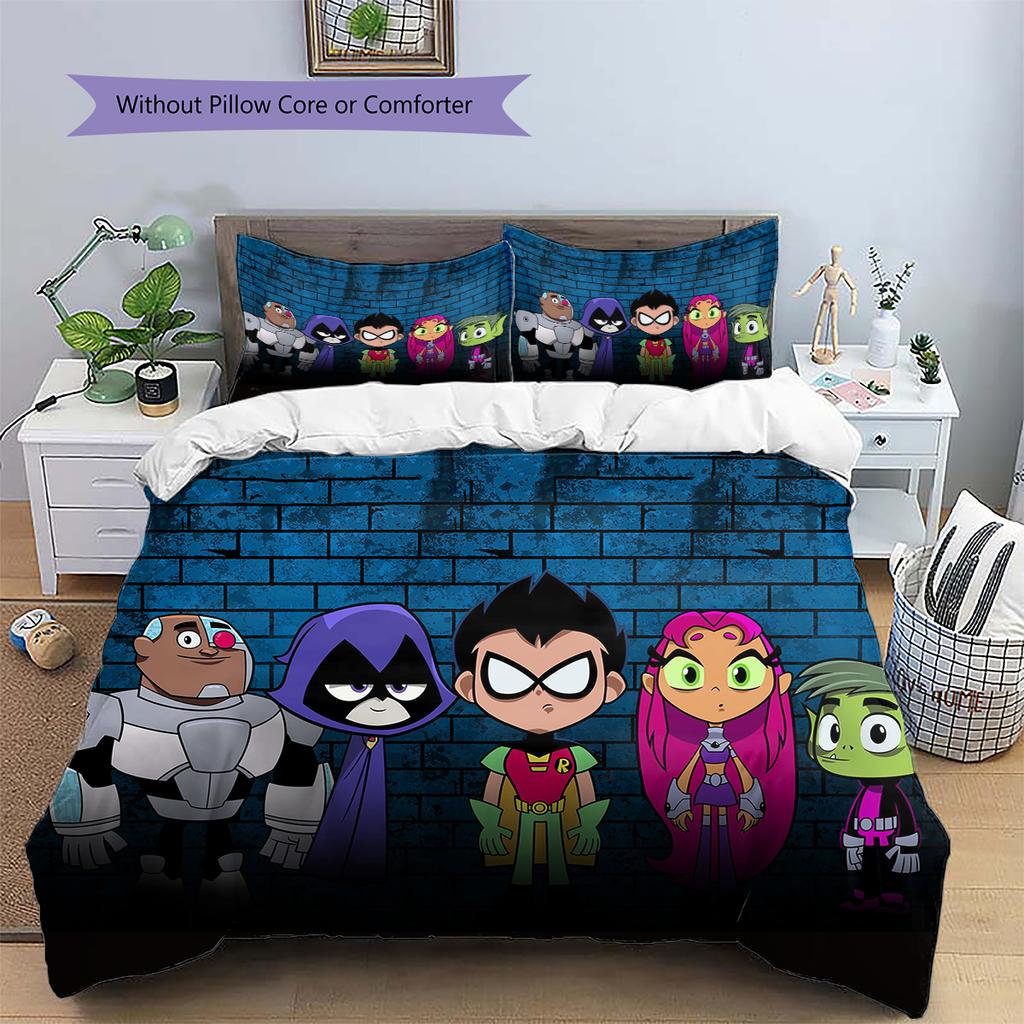 Teen Titans Vai! Set Biancheria da Letto Stile Carino Copripiumino Federa Senza Imbottitura, Morbido Arredo Casa Camera da Letto, Regalo Perfetto per i Fan.chl