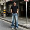 American Trendy Brand Cat Whisker Washed Old Jeans Men's Summer Thin Hole Design Loose Straight Wide Leg Casual Trousers