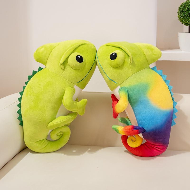 40/48 cm Dessin Animé Réaliste Lézard et Caméléon Peluches Colorées Queue Bouclée Créatif Simulation Animale Poupées Cadeaux Pour Amis see choice option