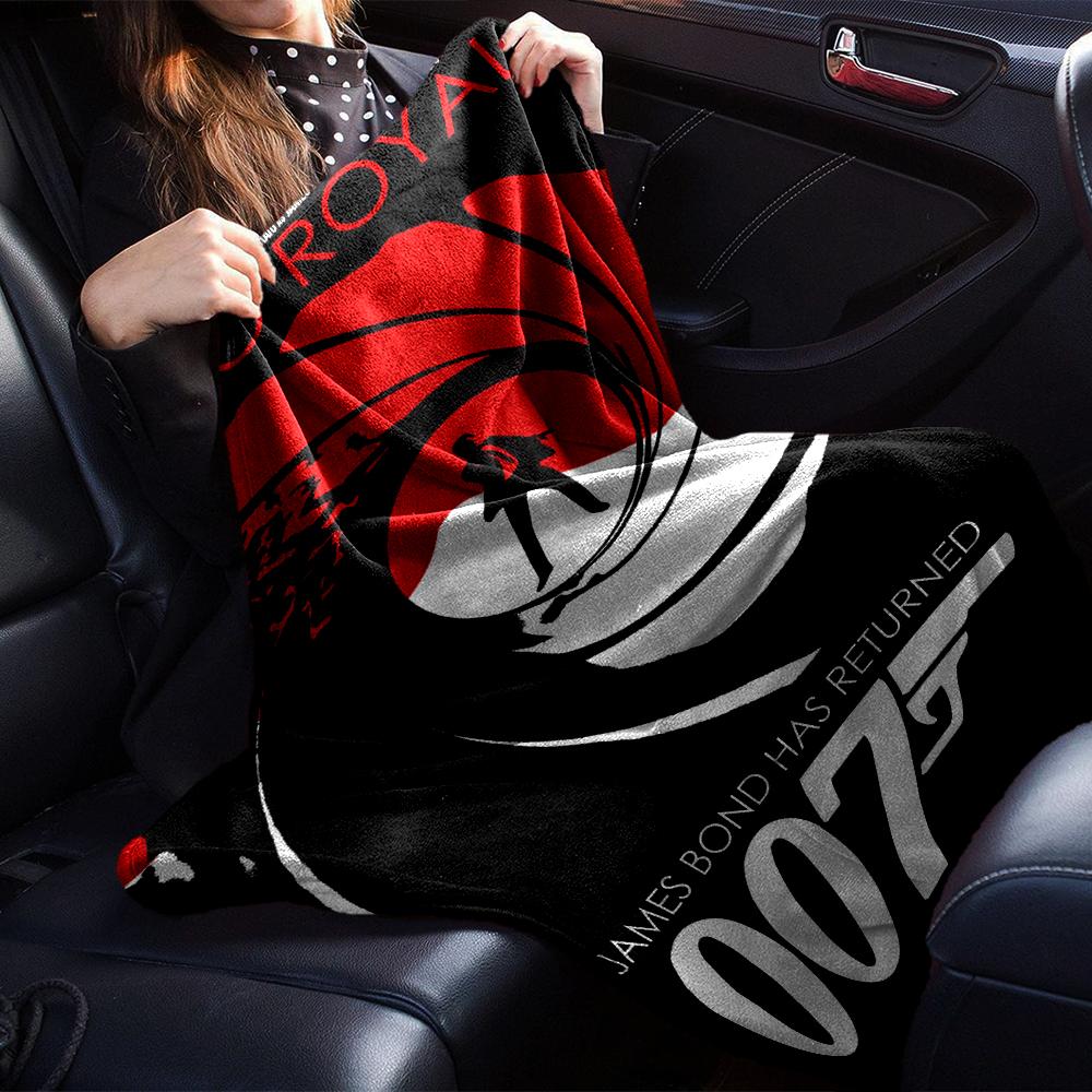 007 James Bond Theme Printed Blanket - Perfect for Couch, Bed, Travel & Outdoor Use | Machine Washable, Cozy & Durable.