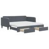 Extendable Daybed with Drawers Dark Grey 90x190 Cm Velvet