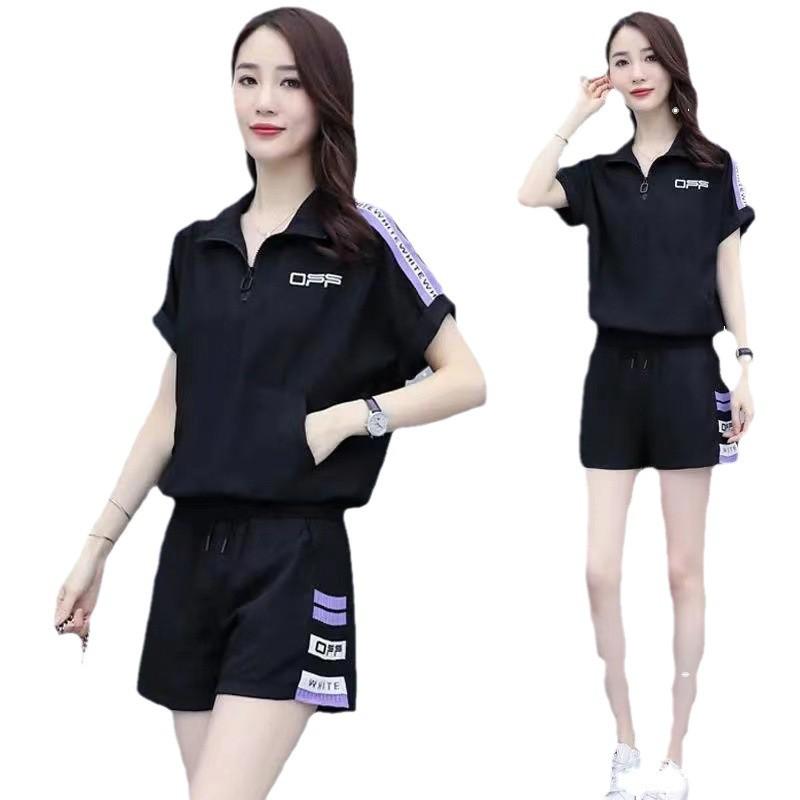 Women's Trendy Plus Size Casual Sportswear Set - Summer 2024: Slimming Short Sleeve Top & Shorts Two-Piece.