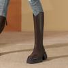 Fleece boots women's winter heightening thin boots women's knight boots thick heel retro boots women's fleece heightening