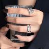 Trendy Double Layer Geometric Open Ring: Adjustable, Retro-Style Women's Hip Hop Accessory