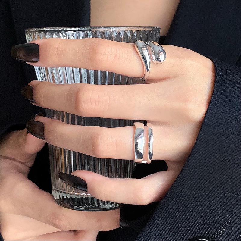 Trendy Double Layer Geometric Open Ring: Adjustable, Retro-Style Women's Hip Hop Accessory