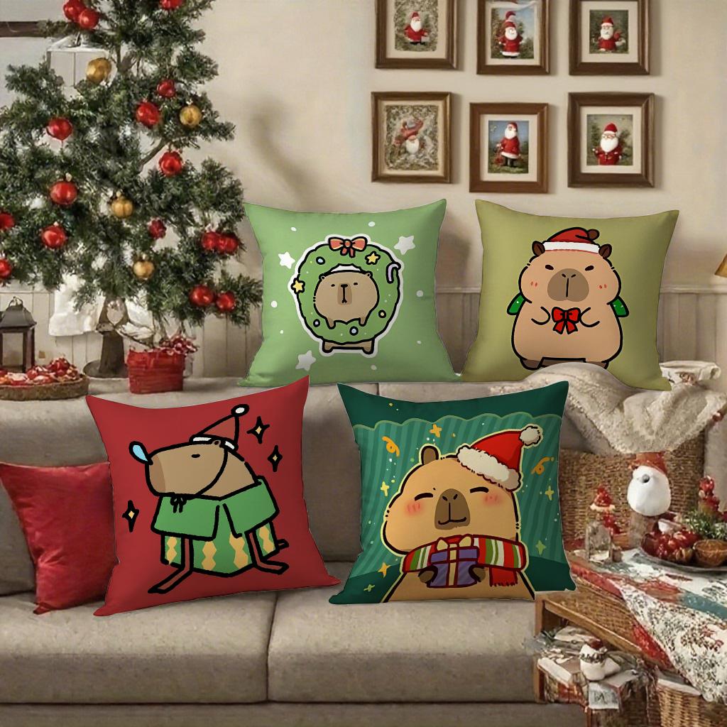 Cute Fun Kapibalajun Christmas Party: Take away this set of super cute Pillow covers