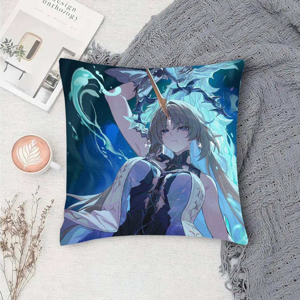Fleurdelys Anime Game W-Wuthering Waves Pillow Case Fashion Square Pillowcase Bedroom Sofa Room Ins Decoration Leisure