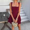 Spring/Summer 2026 Elegant Solid Color Spaghetti Strap Square Neck Short Dress for Women