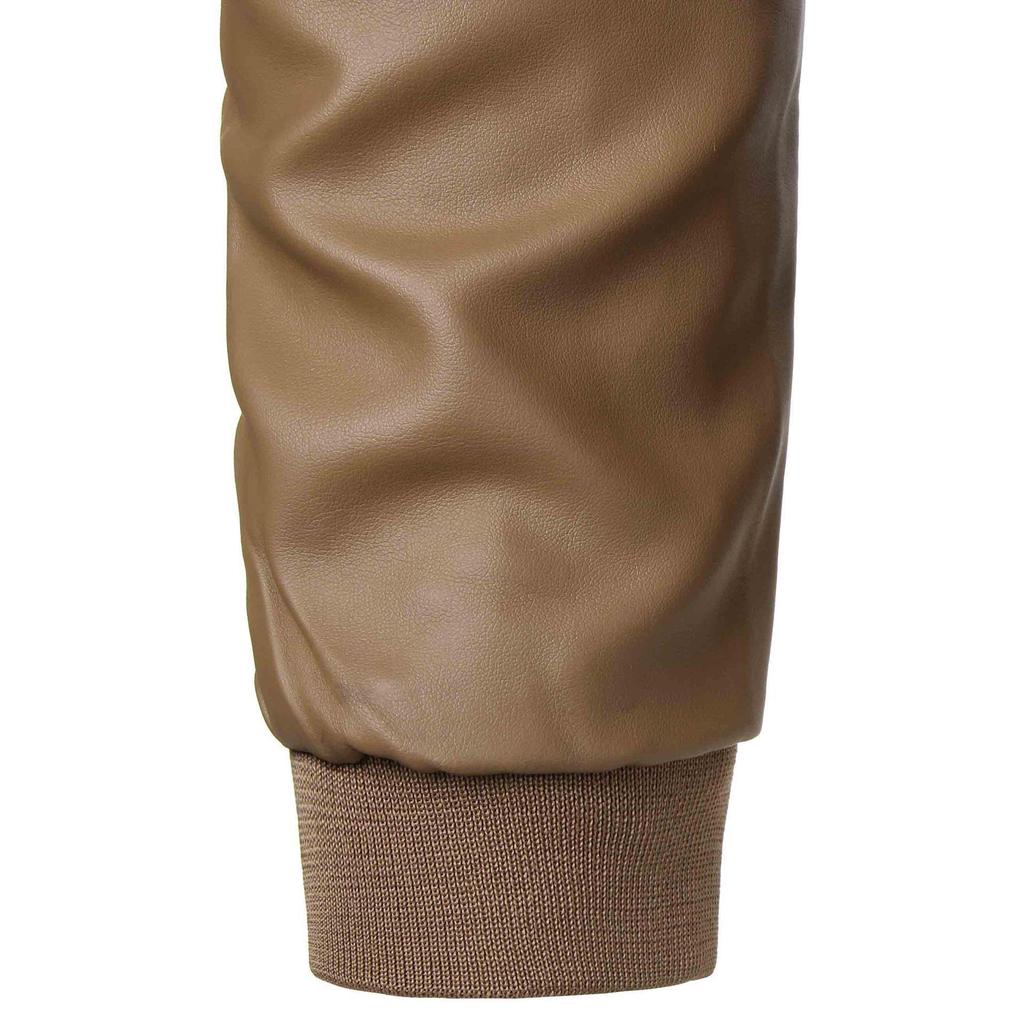Giacca da Moto da Uomo alla Moda in Ecopelle, Vestibilità Slim, con Collo Alto - Moda Primavera e Autunno.