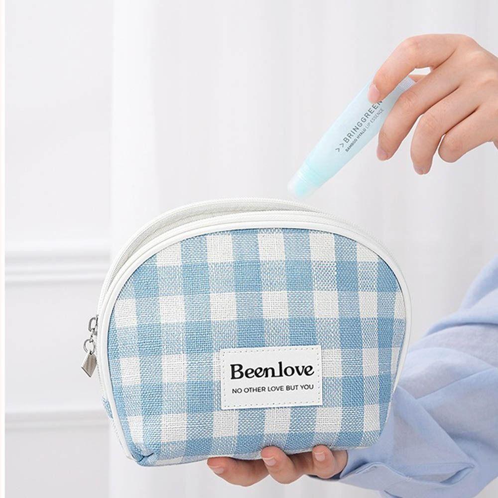 

with Zipper Semicircle Cosmetic Storage Bag Lattice Toiletries Bag Business Travel чорний