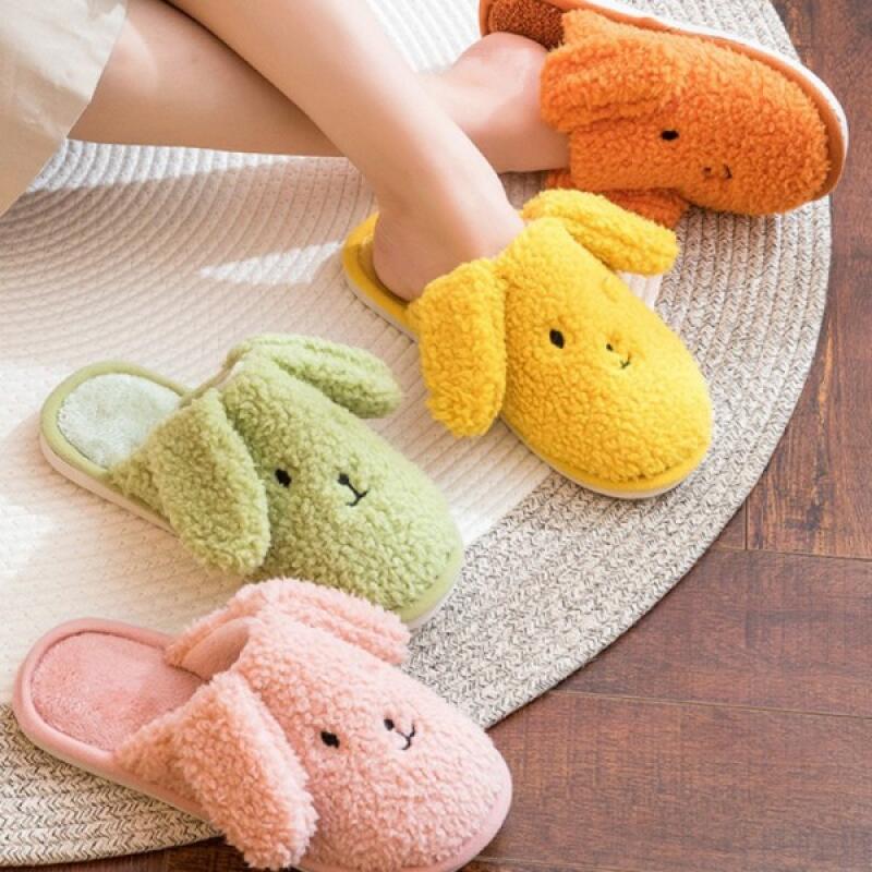 Puppy Fur Slippers Living Room Slippers Yellow