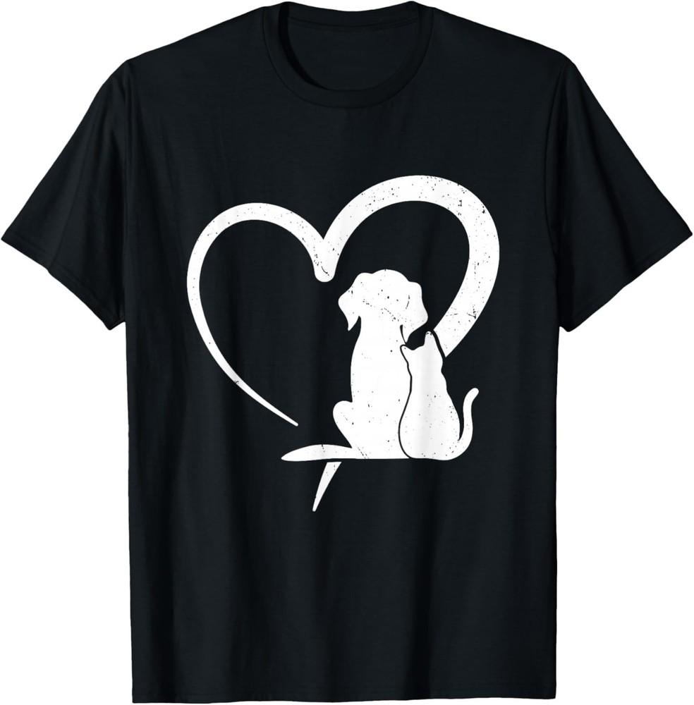 Dog Puppy and Baby Cat Heart for Pets Animal Lover Men Women T-Shirt Unisex T-Shirt S