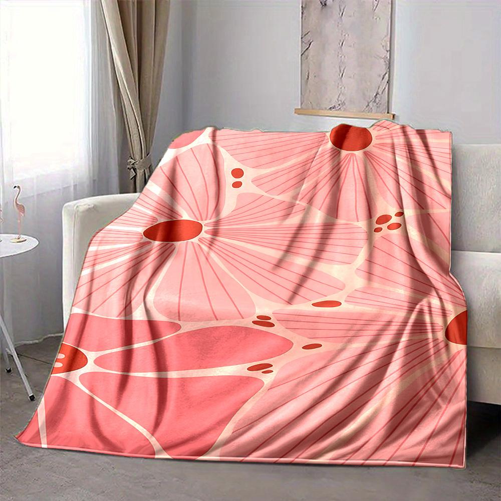 1pc Floral Pattern Lightweight Flannel Blanket, Comfortable and Warm Blanket, for Office and Camping Sofa Bed, Livingroom179