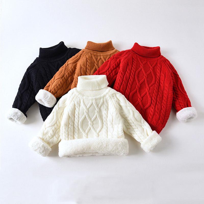 Children's Plus Velvet Thick Knit Sweaters: Boys, Girls, Infants - Warm Base Layer for Autumn and Winter