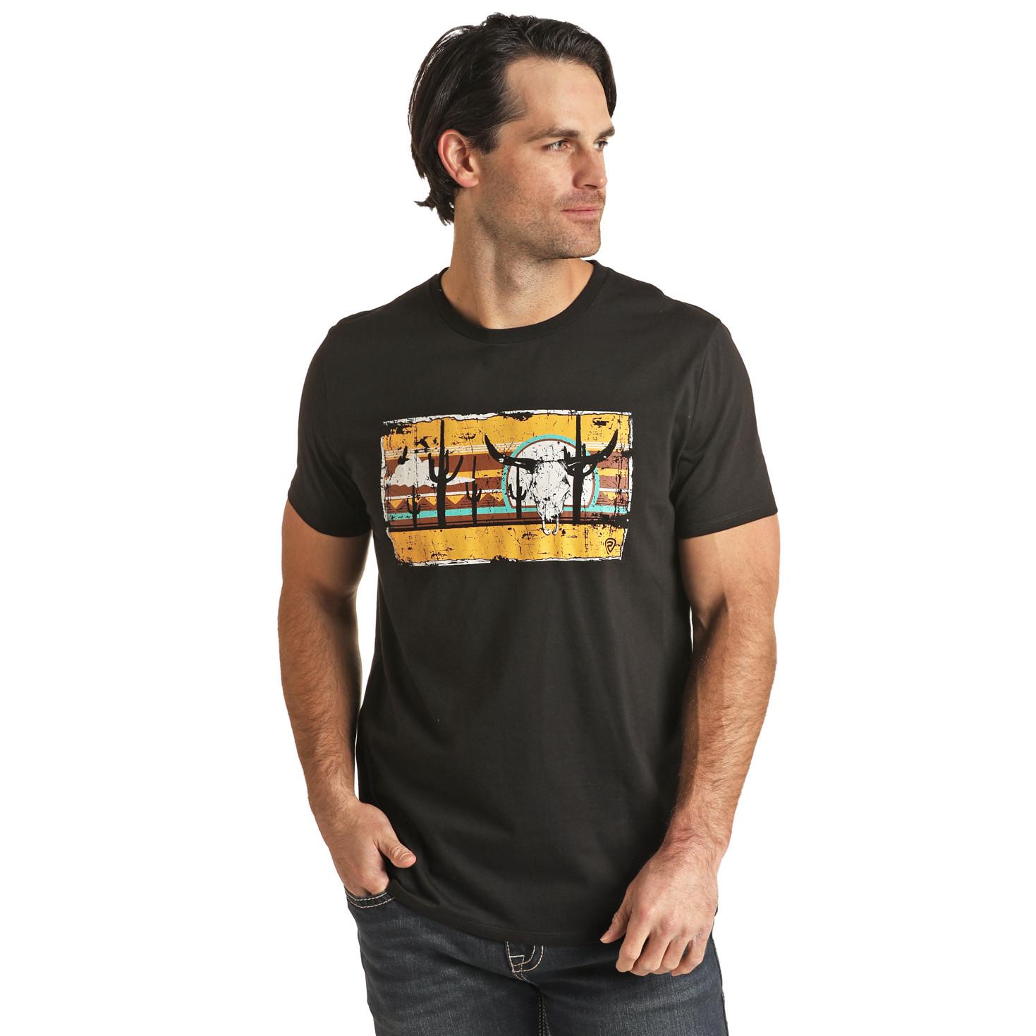 Panhandle Unisex Black Bull Skull Graphic T-Shirt RRUT21R060-01 S