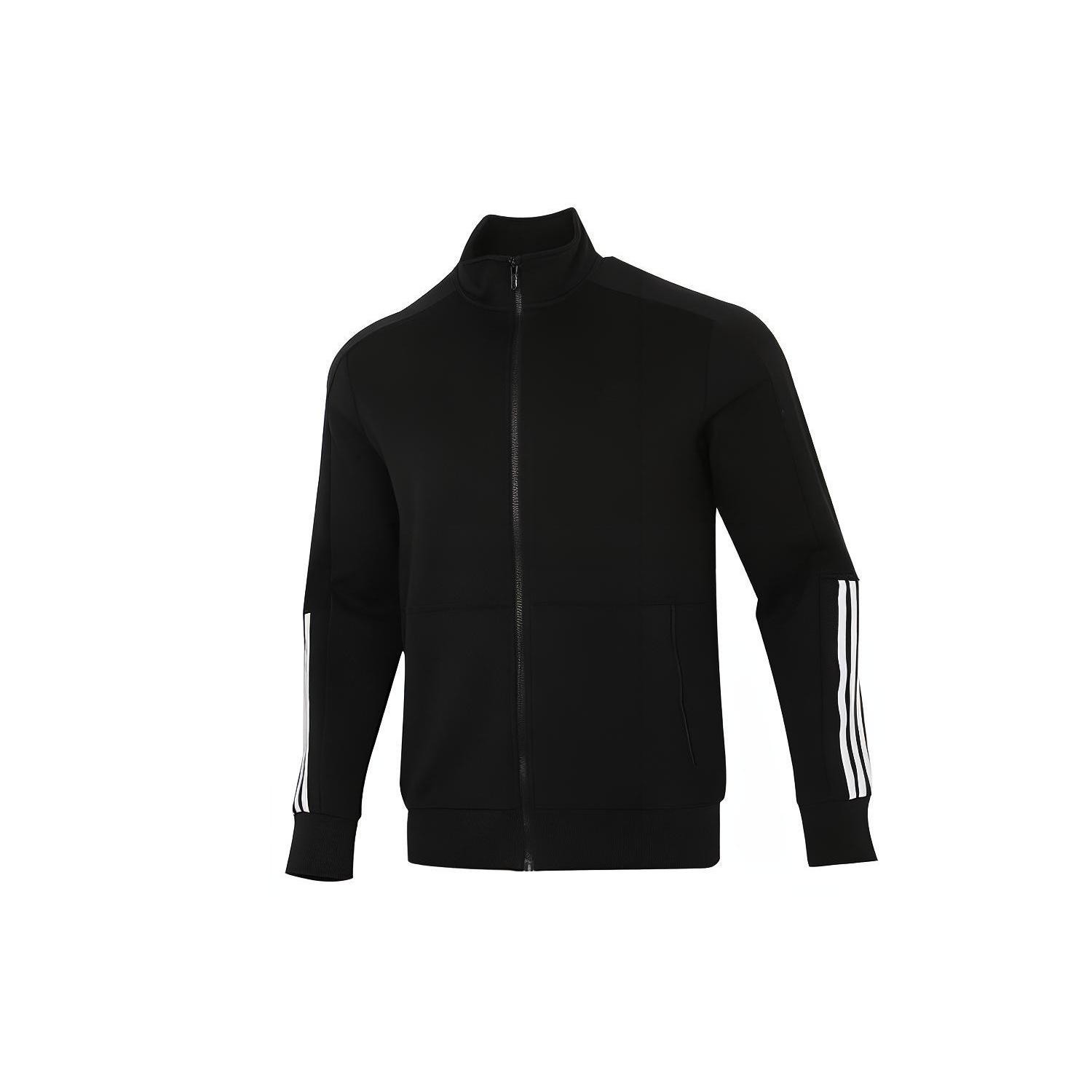 adidas Fi Kn Tracktop Logo Printing Stripe Stand Collar Jacket Black Men s H40196 XXL