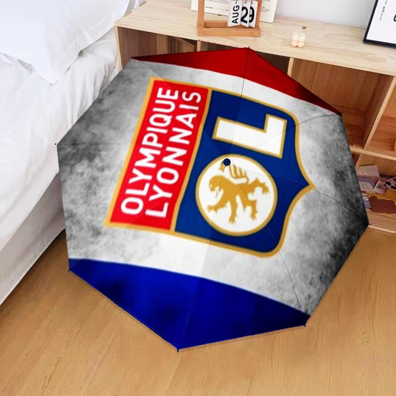 1PC Lyon Football Crest Printed Umbrella Folding umbrella, automatic umbrella 8-Frame for Travel, camping Fan gifts Christmas Gifts