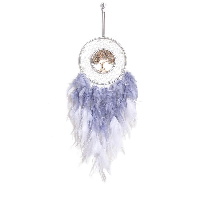 Life Tree Wind Chime Stone Hanging Ornament Fresh Girl Heart Forest Feather Pendant Bedroom Windowsill Creative Decoration