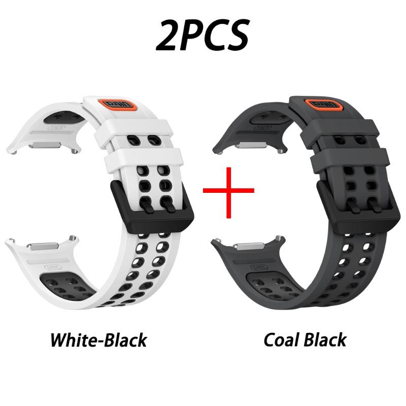 2 Stück Neues Silikon-Uhrenarmband für Samsung Galaxy Watch Ultra 2 1 Spezieller Anschluss Atmungsaktives Ersatzarmband Weich Wasserdicht
